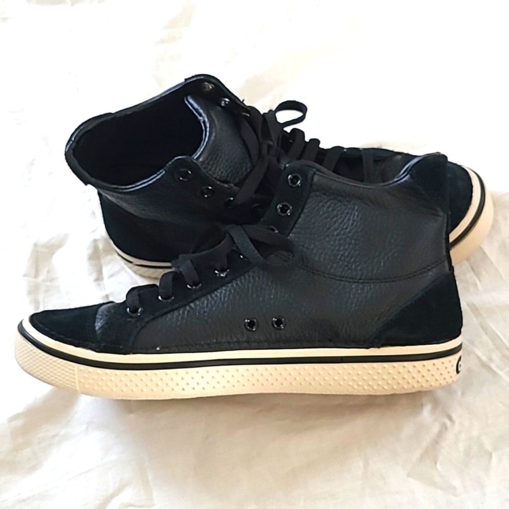 Crocs Hover Mid Black Leather Suede High Top Sneaker, Men's Size 9
